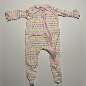 Mud pie striped ruffled zip romper